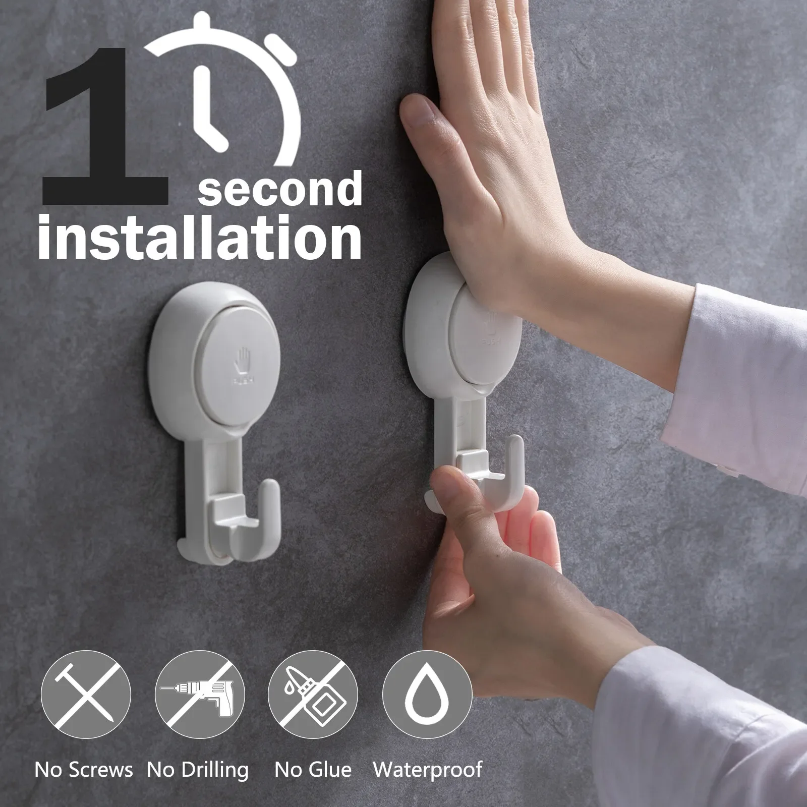 

Крючки на присоске Мощный вакуумный водонепроницаемый крючок на присоске Вешалка для ванной комнаты Кухонные полотенца Настенный крючок Держатель для хранения Организация