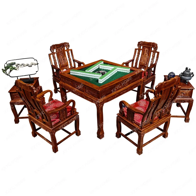 Mahjong Machine Automatic Dining Table Dual-Use Ming and Qing Chinese Rosewood Rosewood Solid Wood Chess Card Mahjong Table