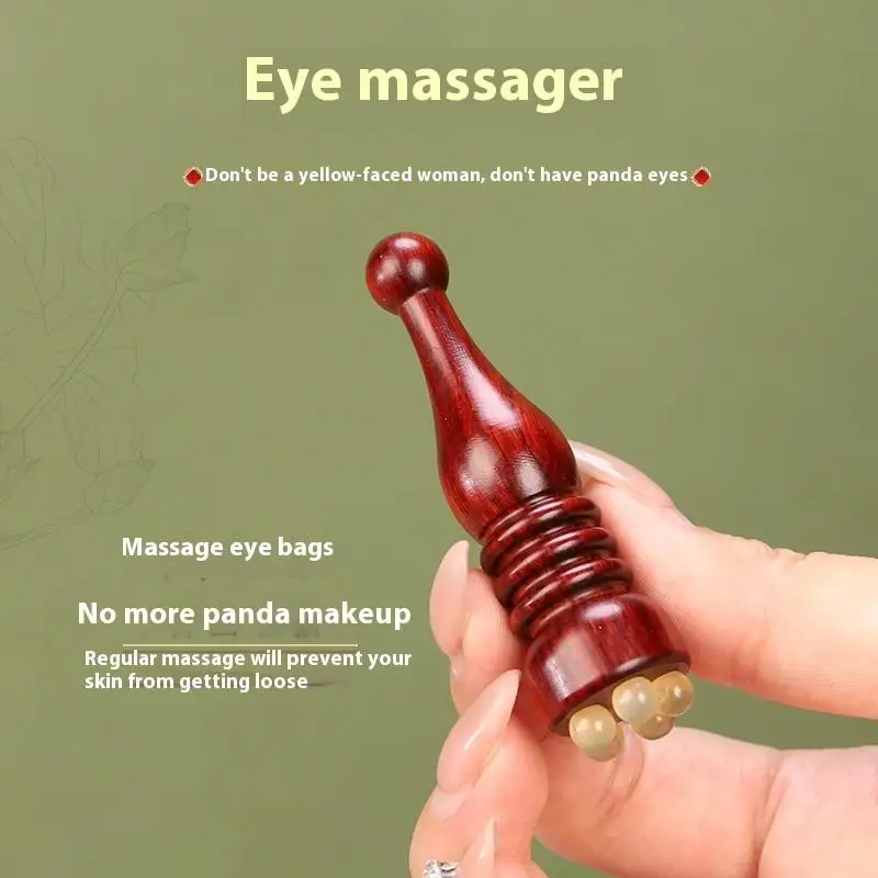Fotografia 7: 1 Unidade Bastão de Massagem Facial de Sândalo com Cinco Contas em Formato de Vagem de Lótus, Ferramenta Gua Sha para Cuidados com a Pele do Rosto, Reduz Inchaço