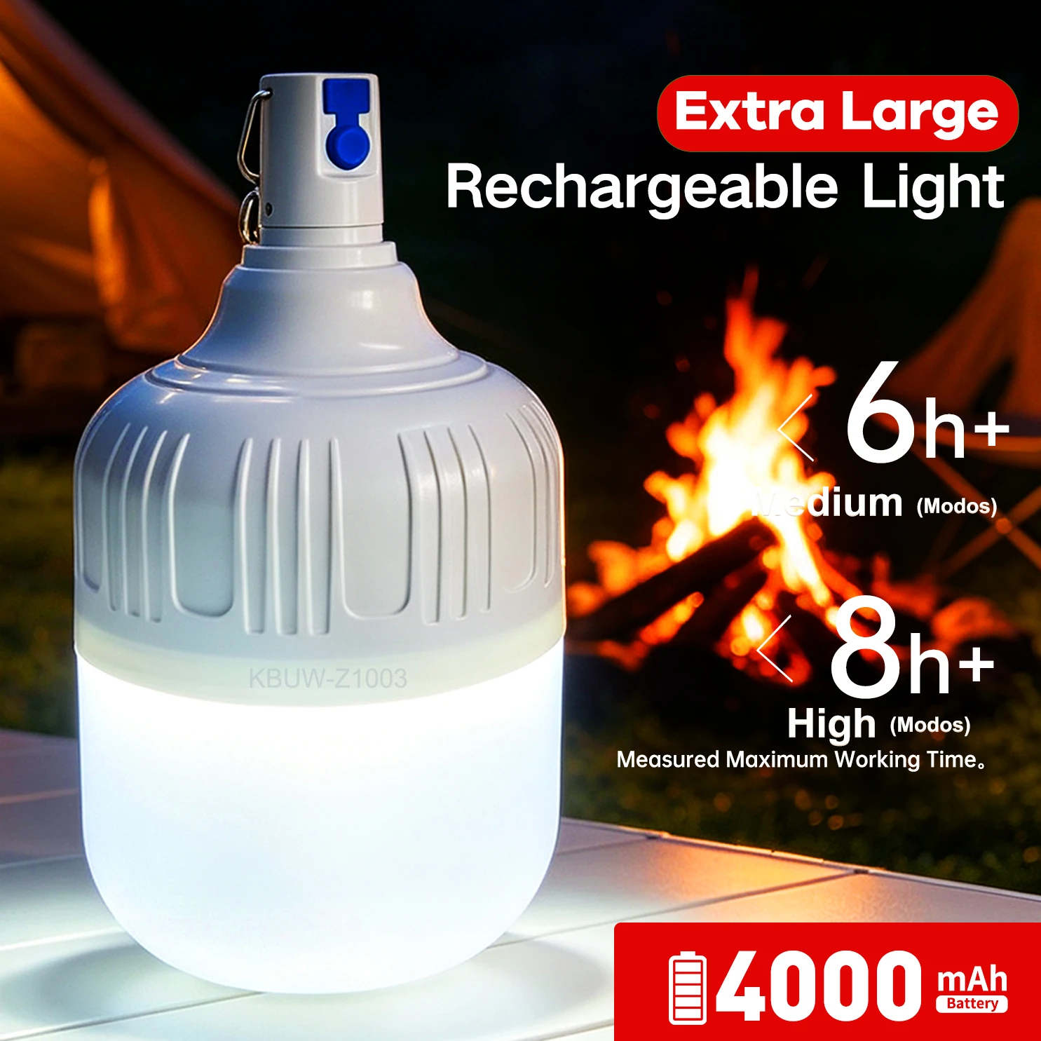 20.6cm Extra-Large Light Bulb, USB Rechargeable with Long Battery Life, Comes with a Hook for Easy Hanging, Suitable for Camping, Night Fishing, Stalls, Emergency Lighting, Rescue Operations, and Tents