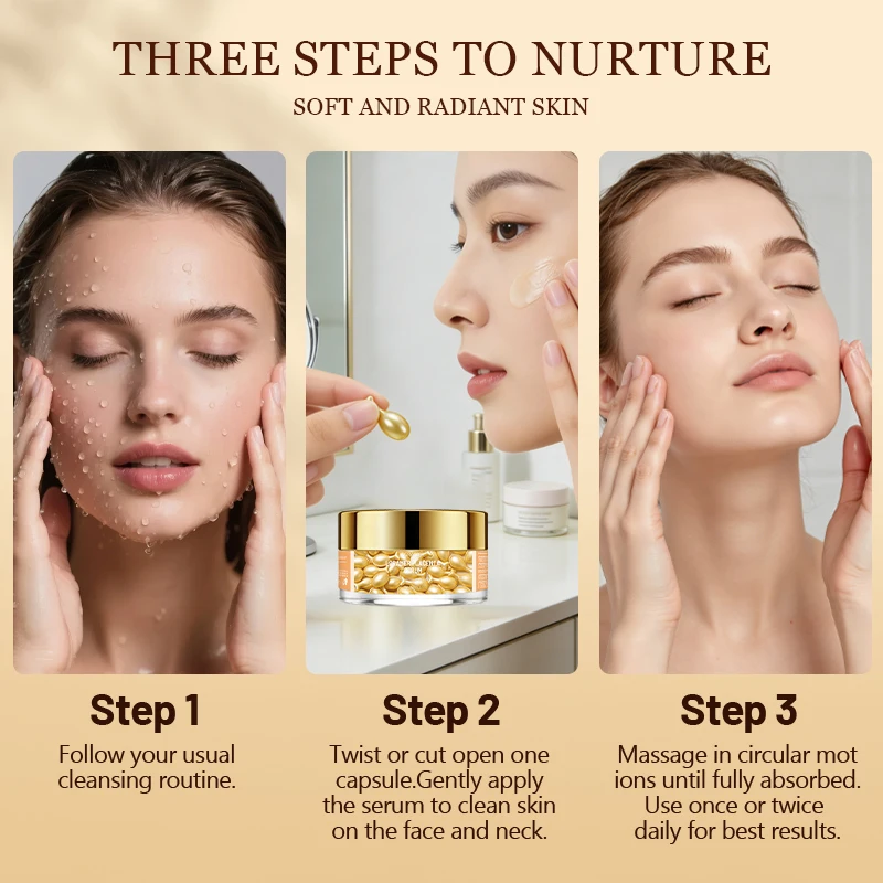 Vitamin E Serum Capsules 30pcs/60pcs Box, Deep Moisturizing Essence for Face & Neck, Nourishes Skin and Improves Dullness view 5