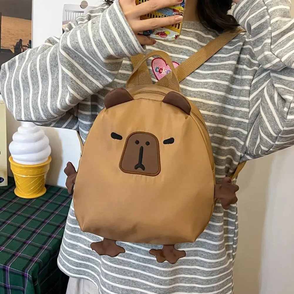 

Capybara Backpack Cute Cartoon Capybara Girls Backpack with Adjustable Straps Bottle Pouch Capacity Travel Schoolbag for Kids