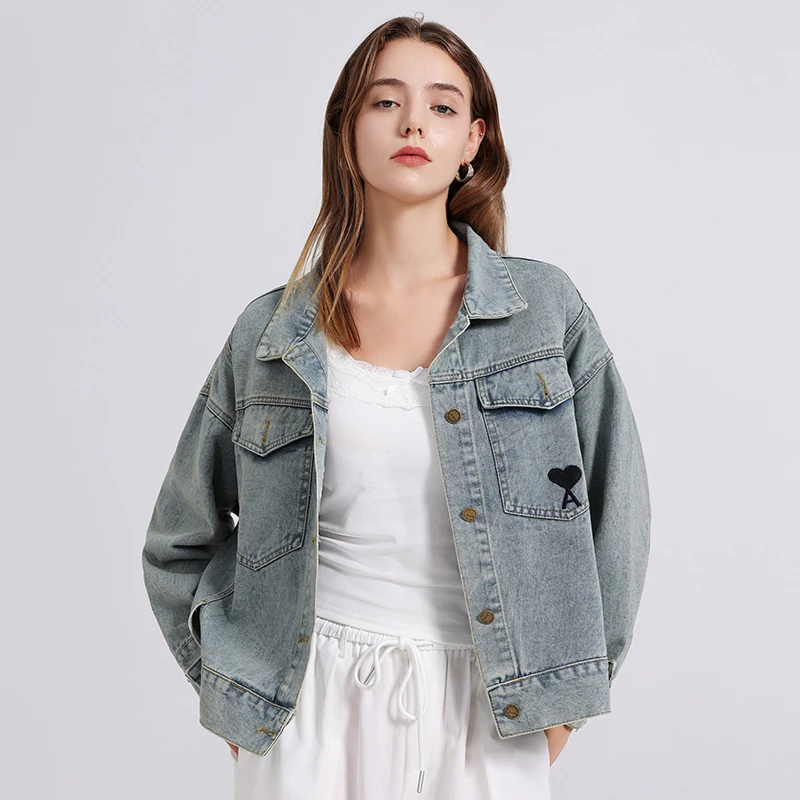 

Джинсовые рубашки для женщин, осень 2024, новые поступления, женская джинсовая рубашка и блузка с длинными рукавами и вышивкой, верхняя одежда, топы