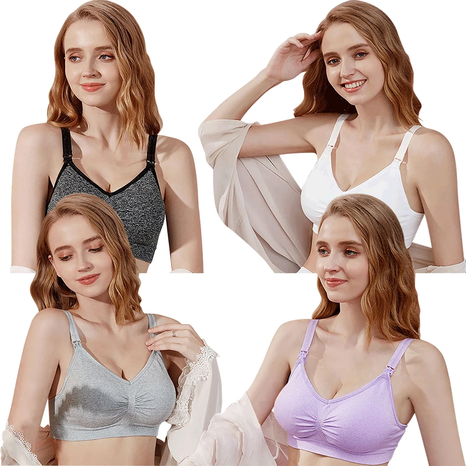 

No Underwire Plus Size Nursing Bra with Front Opening Soft Material Ensures All-Day Comfortable and Support Maternity Clothing