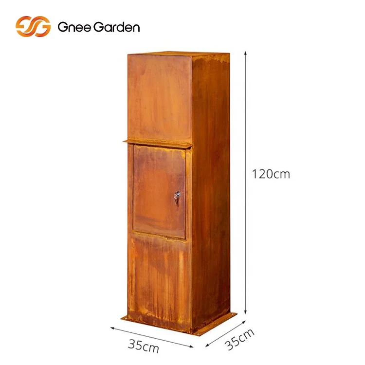 Home Outdoor Package Corten Steel Large Parcel Delivery Drop Post Free Standing Mailbox