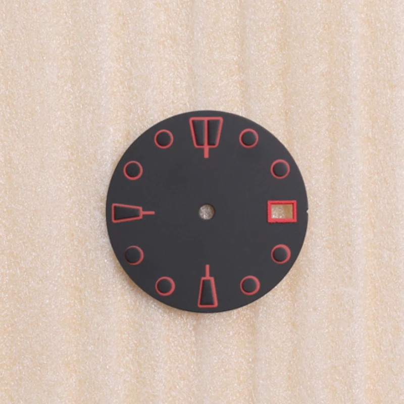 Nh35 dial 28.5mm sem luminoso fosco preto vermelho relógio dial para nh35 nh36 movimento automático novo diy