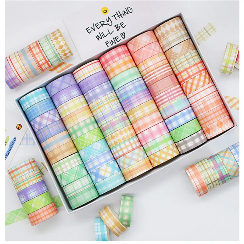 60rolls 7200inch Cartoon Kawaii Washi Tape Set Grid Food Fruit Scrapbooking Sticker Tapes DIY Masking Kids Japanese Decoration