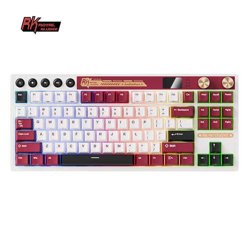 Teclado mecánico inalámbrico con junta RK ROYAL KLUDGE M87, teclado para juegos Bluetooth/2,4G/USB-C intercambiable en caliente con pantalla TFT a Color