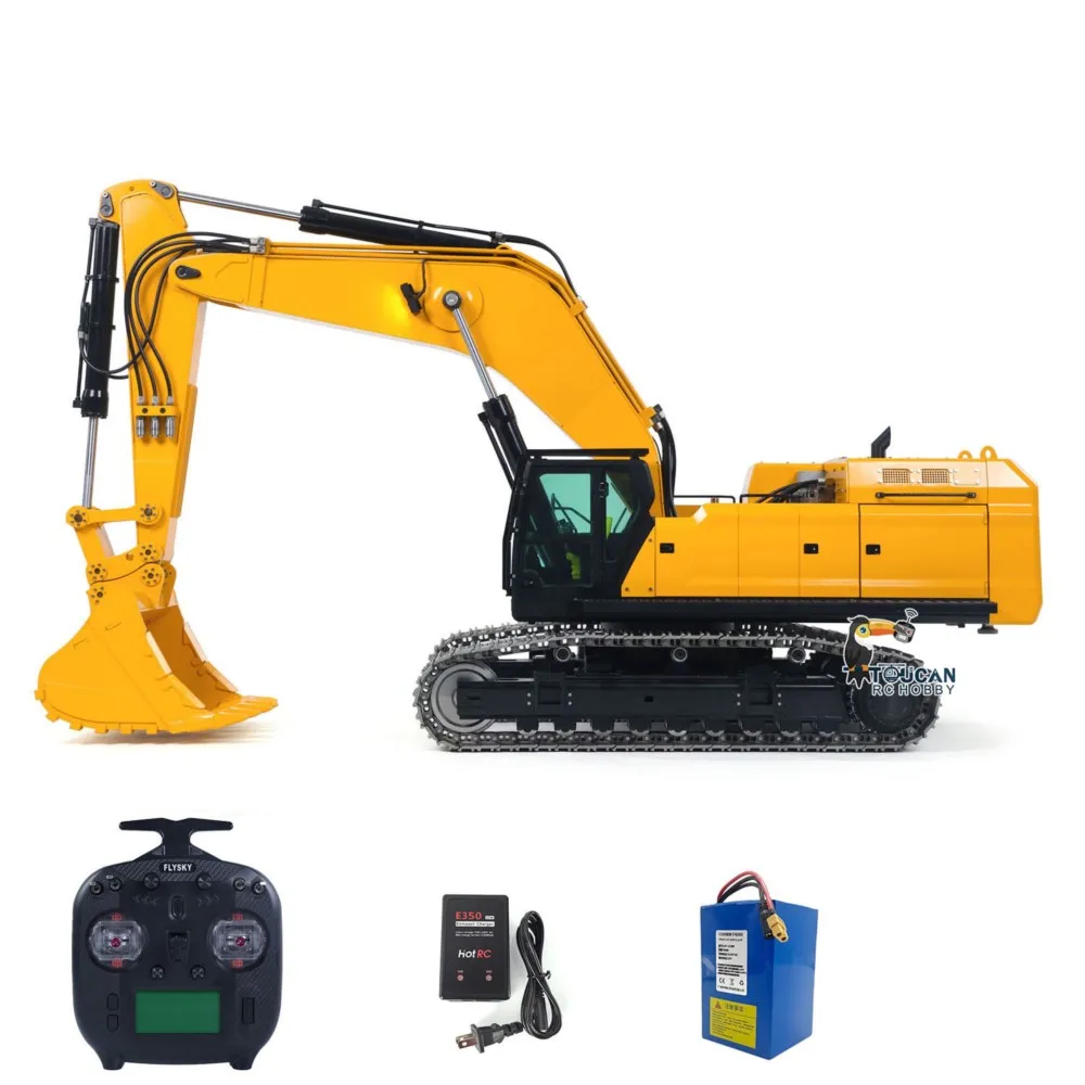 1/12 55KG Metal 395F Remote Control Hydraulic Excavator RC Digger Dual Pump RTR Heavy Machine Lamp Radio 6CH Valve Trucks Cars