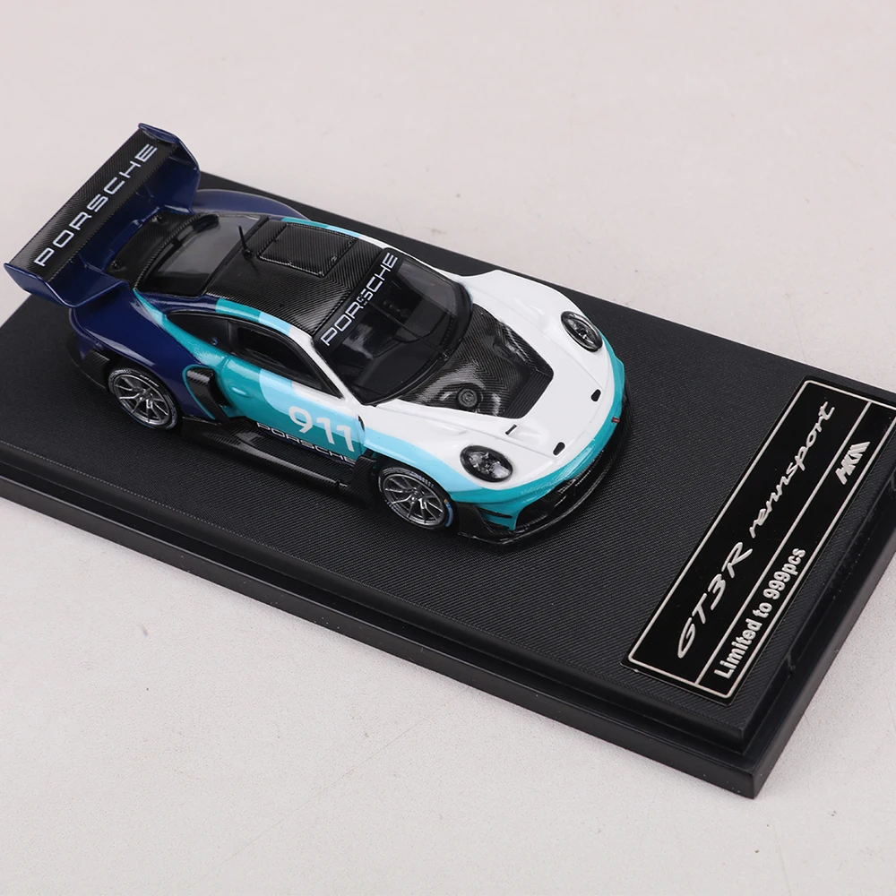 HKM 1:64 911(992)GT3 R Rennsport Classic Brumos large rear wing Alloy Model Car