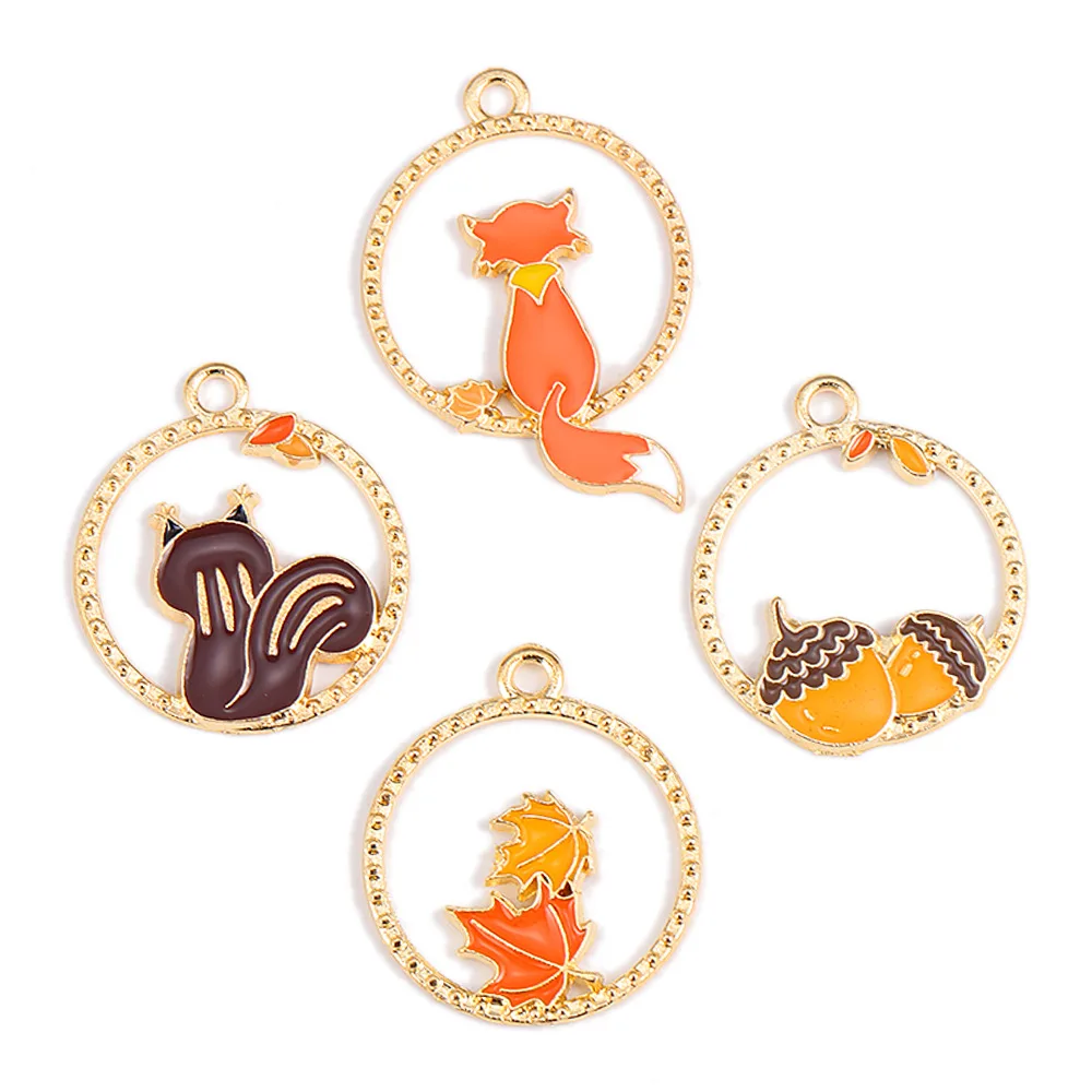 20 pcs/lot Fashion Enamel Squirrel Fox Pendant Making Accessories Charms for Women, Earrings/Necklace Handmade DIY Jewelry