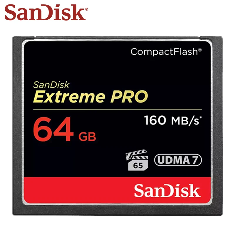 Карта памяти SanDisk Compactflash EXtreme Pro UDMA7 Высокоскоростное чтение до 160 МБ/с 64 ГБ 128 ГБ 100% оригинальная CF-карта для камеры