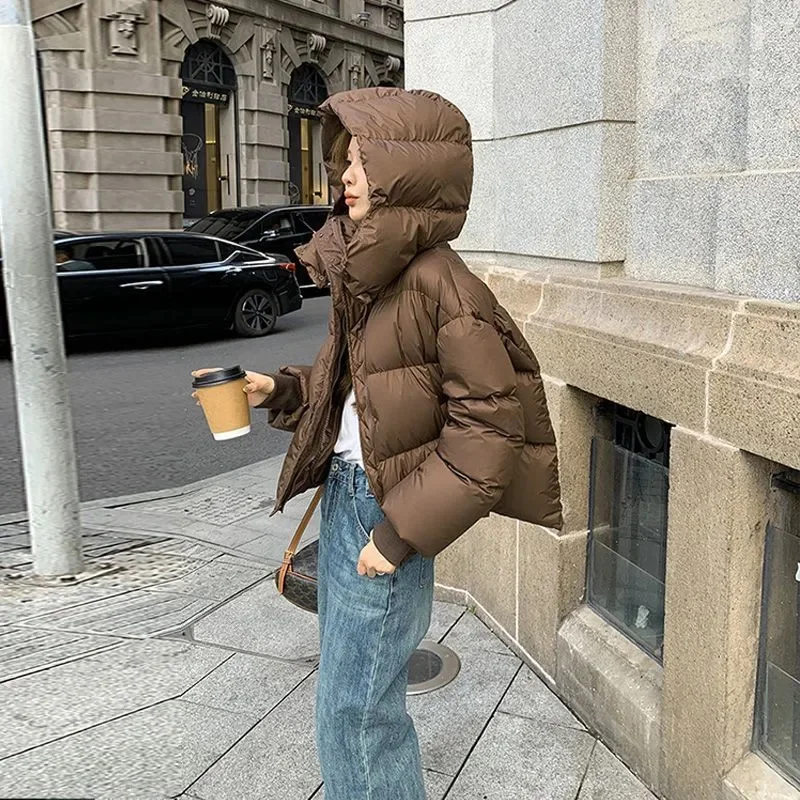 السيدات قصيرة أسفل سترة قطن المرأة معطف الشتاء جاكيتات الدافئة أسفل القطن سترات موضة جديدة مقنعين فضفاض سيدة الخبز معاطف #5
