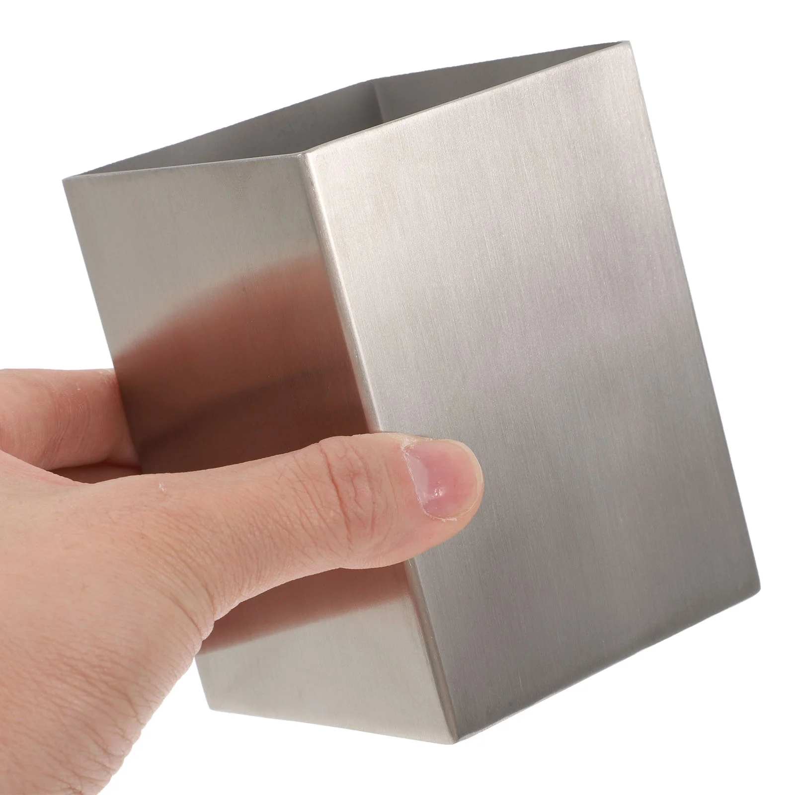 Stainless Steel Square Storage Box Tableware Desk Pen Holder Desktop Organizer Marker Office Accessory