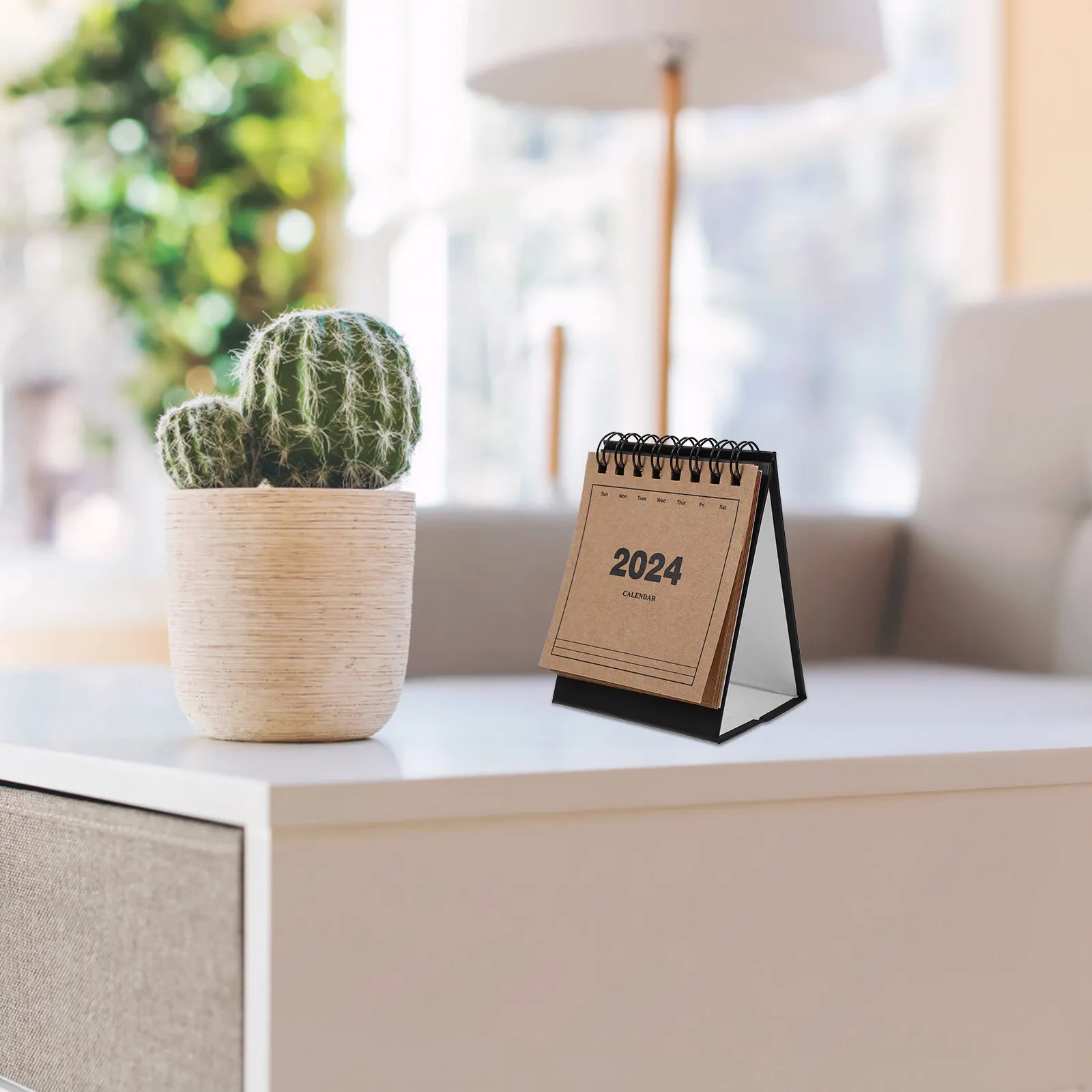 

Desktop Mini Calendar 2024-2025 Small Standing Flip Calendar Thick Sturdy Base Daily Memo Planner Decorative Office Home Desk