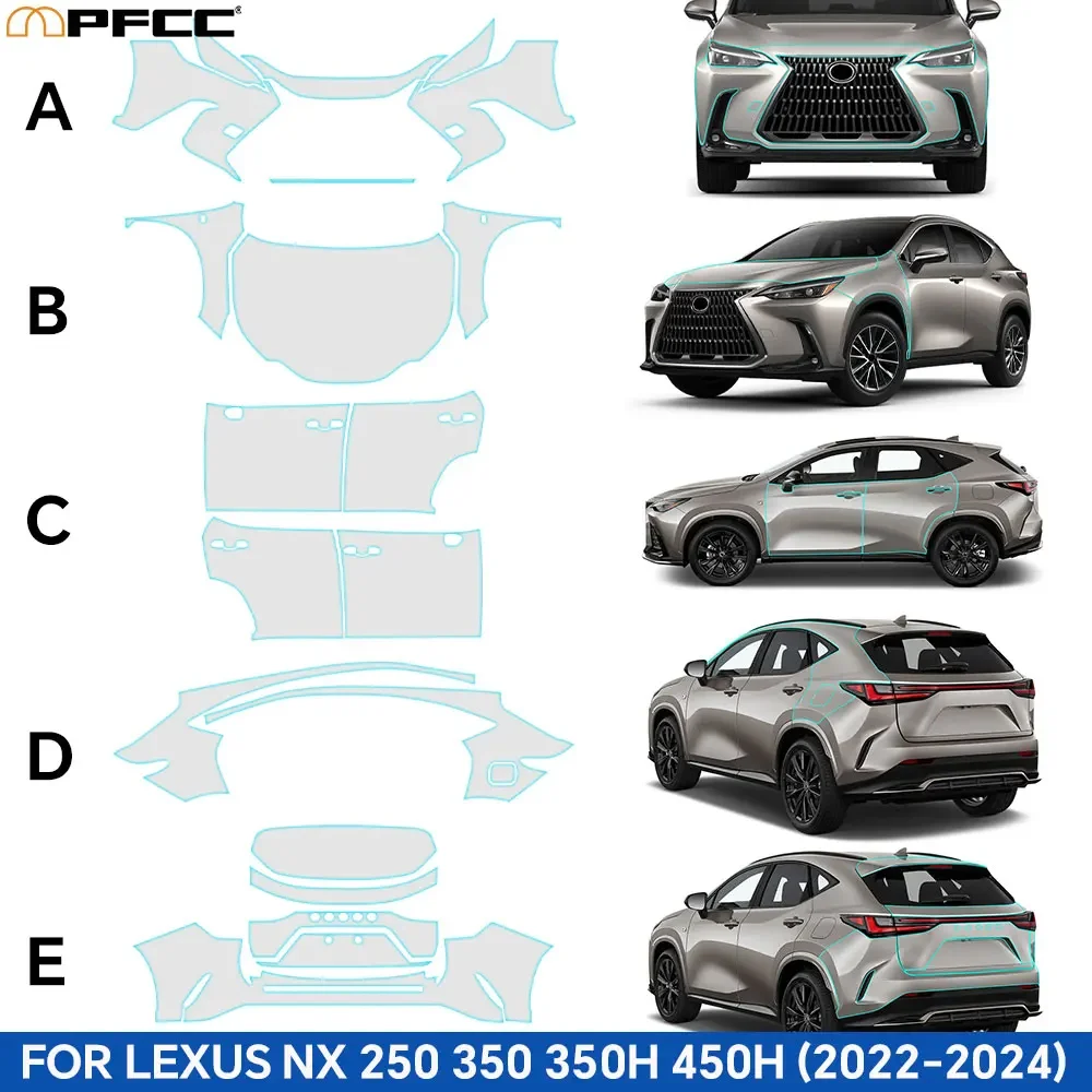 

For Lexus NX 250 350 350H 450H 2022 2023 2024 Pre-cut TPU Car Paint Protection Film PPF Clear Sticker Anti-Scratch Accessories