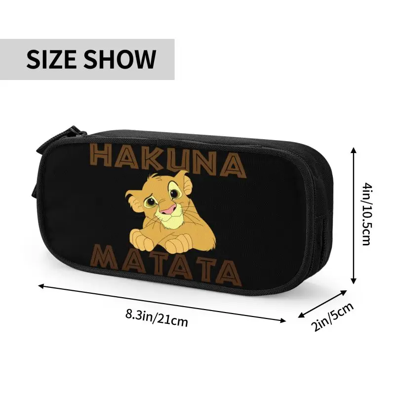 Custom Kawaii Hakuna Matata Movie Fan Lover Pencil Case Unisex The Lion King Cartoon Large Storage Pen Bag Box materiale scolastico