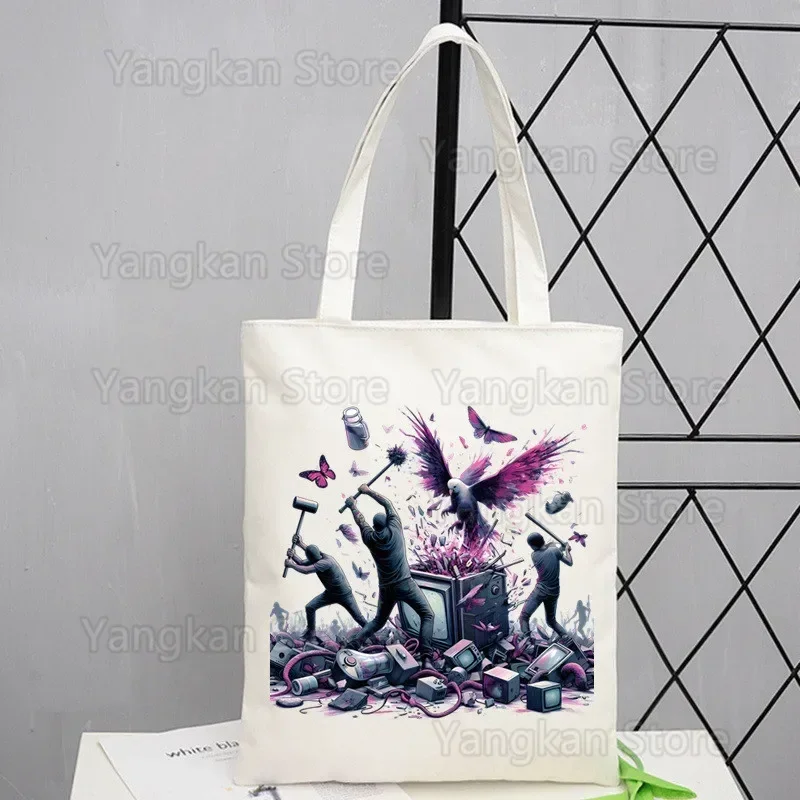 Three Days Grace Canvas Bag Women Girls Simple Large Capacity Storage Handbag Shoulder Bag Tote Reusable Student Bookbag