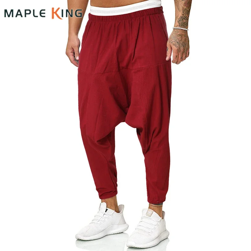 

Men Loose Baggy Pants Cotton Linen Joggers 2024 Vinatge Casual Solid Color Hip Hop Pantalones Sweatpants Mens Hip Hop Trousers