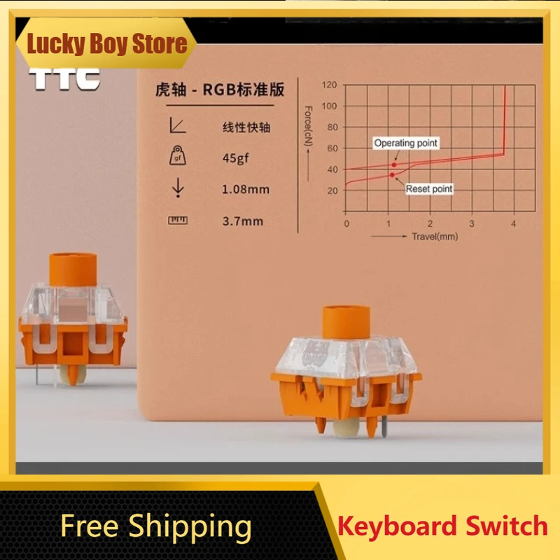 

TTC RGB Tiger Axis Standard Linear Switch 5-pin Axis 45gf Customized Fast Trigger Gaming Office Mechanical Keyboard Switch