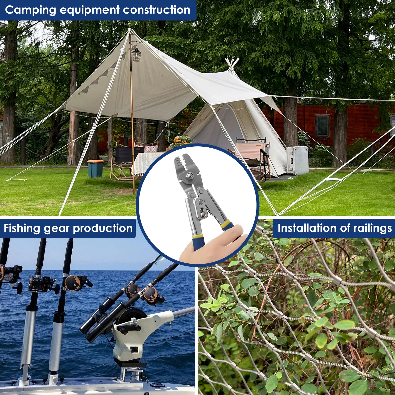 Wire Crimping Tool Kit 100FT Stainless Steel Cable 100pcs Aluminum Crimping Loop Sleeve and 10pcs Wire Rope Thimble for Railing