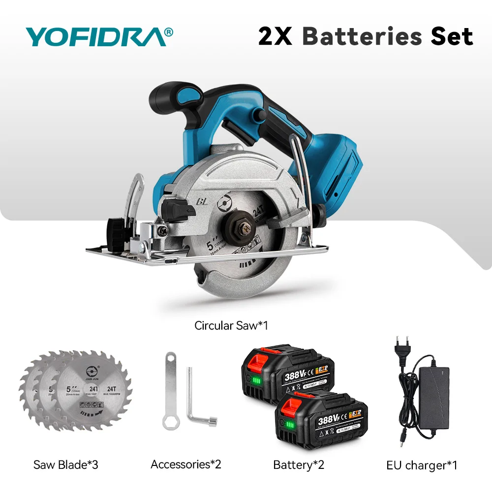 5 inch 125 mm borstelloze draadloze efficiënte elektrische cirkelzaag 0 °   tot 45e °   Verstelbare houtsnijden voor Makita 18V batterijpin