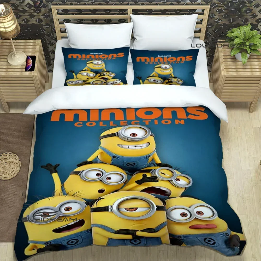 3D Cartoon M-Minions printed Bedding Sets exquisite bed supplies set duvet cover comforter set bedding set luxury Birthday Gift