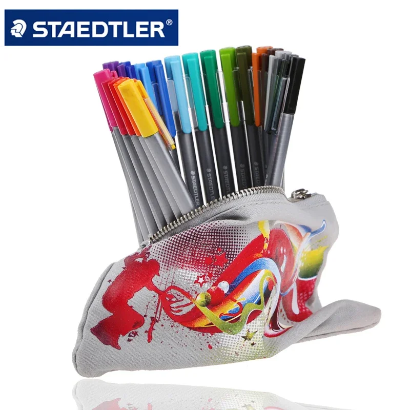 [ STAEDTLER ] 334 CPC20 Fiber Fine Line Pen Triangle Rod Free Send Zipper Pencil Case Top Quality Made In Germany 20 Color Set