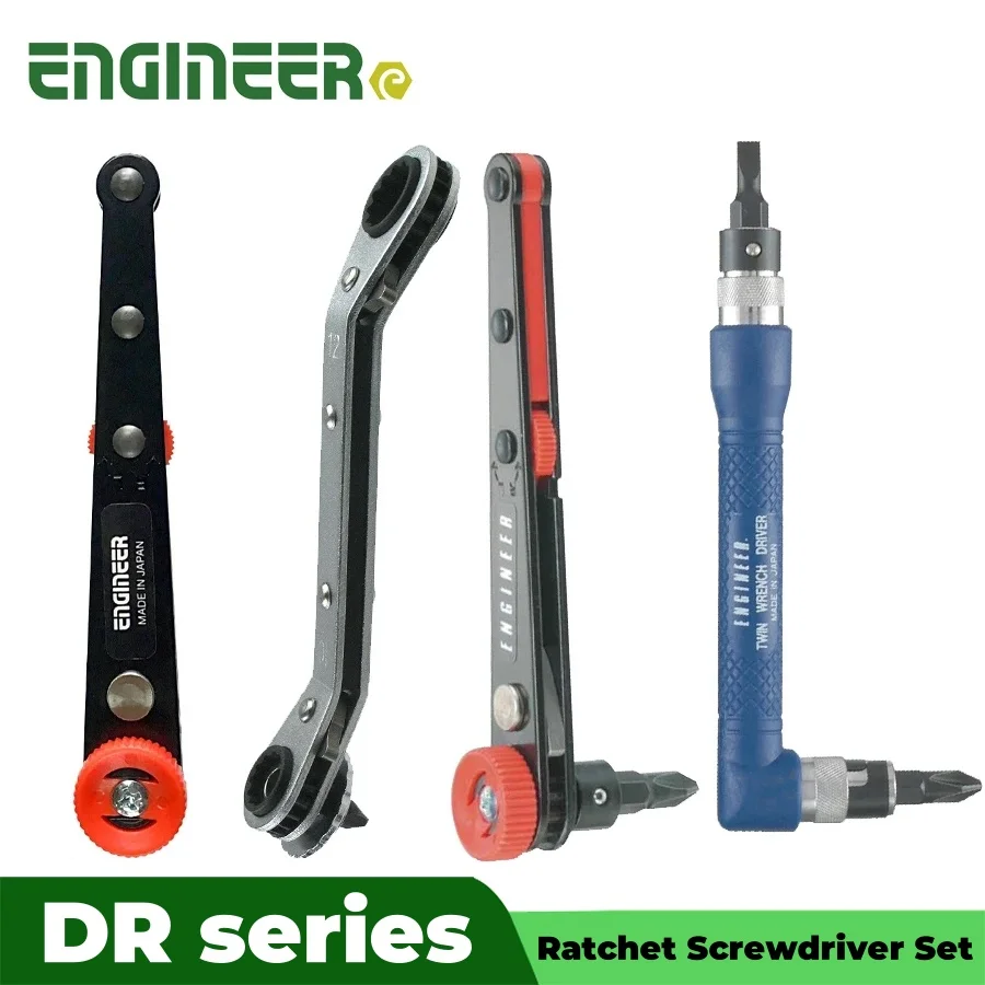 ENGINEER Twin Screwdriver Set Elbow Flat Head Wrench Driver Mini Ratcheting Wrench DR-05 DR-06 DR-07 DR-55 DR-56