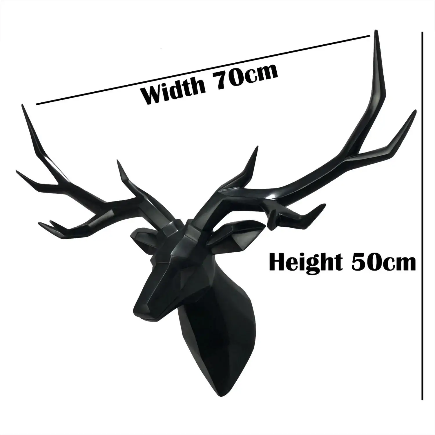 Large Golden Deer Head Statue Wall Decor Black Deer Antler Animal Figurine Nordic Home Interior Hanging Decoration Accessories