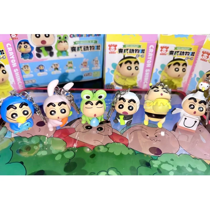 

New Crayon Shin-Chan Animal Pendant Series Blind Box Anime Cartoon Characters Keychain Ornament Toys Surrounding Birthday Gift