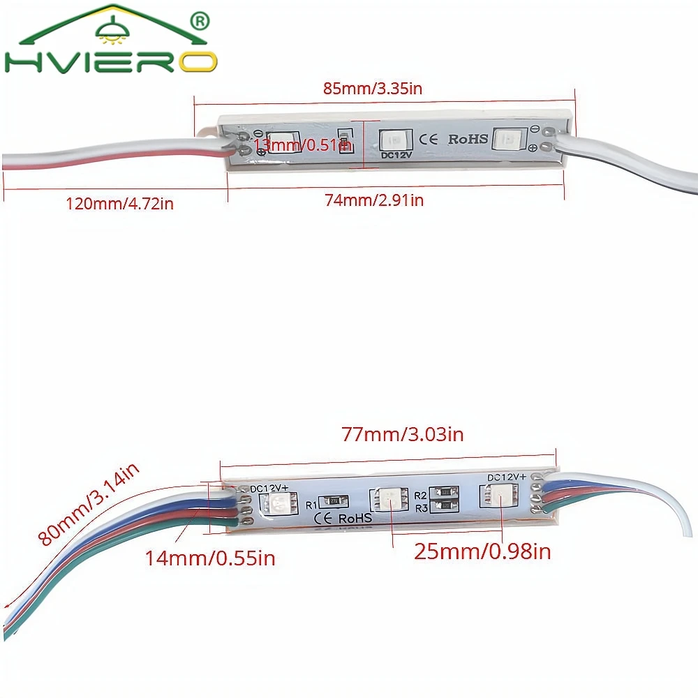 5050 Patch 3LED light Module Waterproof IP65 DC 12V White Warm RGB Logo Super Backlight Lighting Decoration Advertising Box Sign