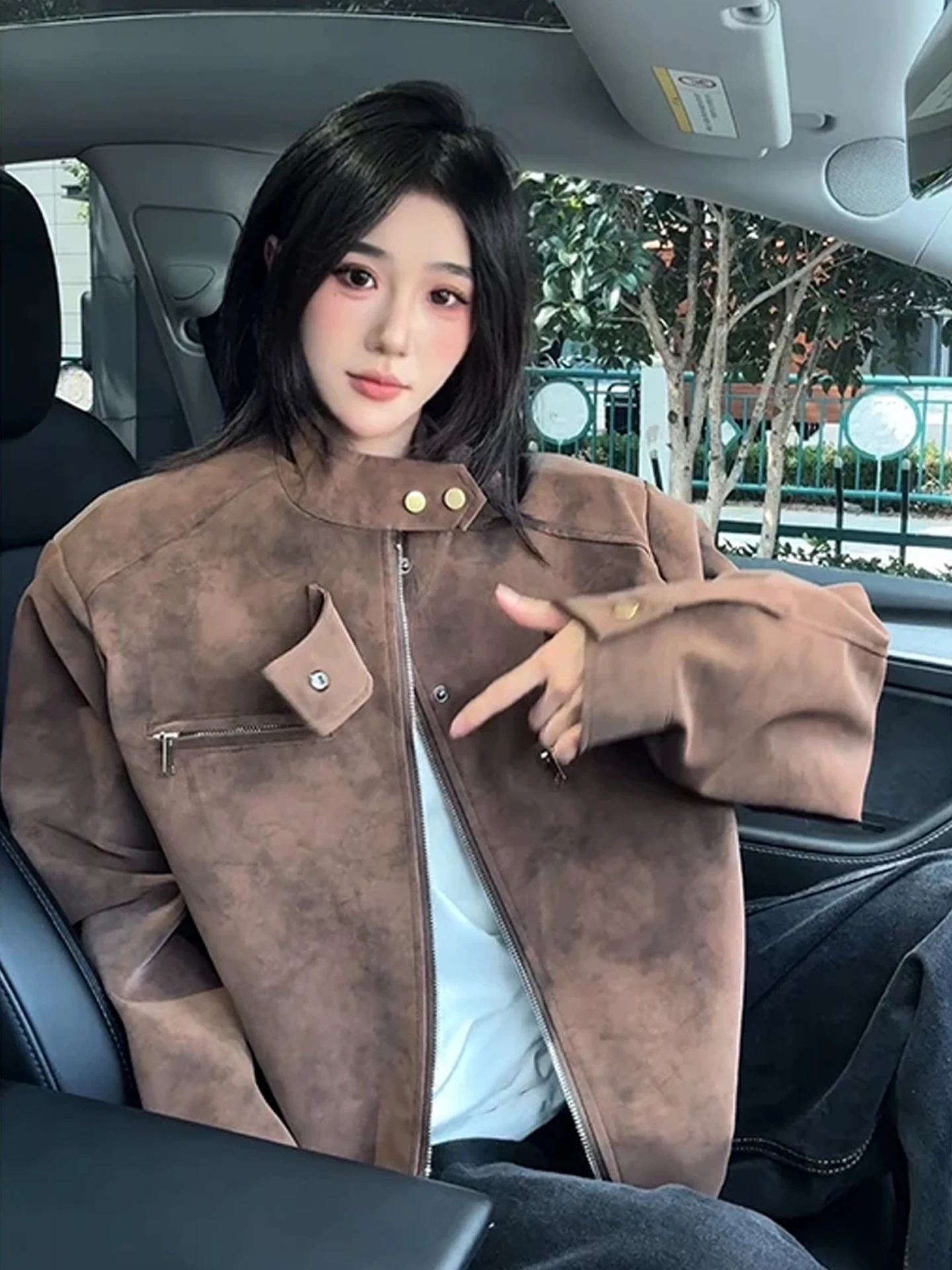 

Мужская кожаная куртка American Sle, осенне-весенняя байкерская бейсбольная одежда с воротником-стойкой для пилота, свободная посадка, ветрозащитный костюм