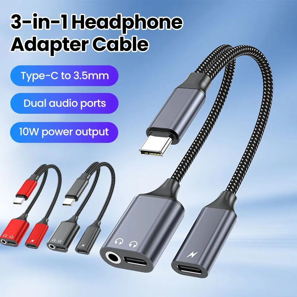 2in1 USB C To 3.5mm Headphone Jack Adapter Type C PD 10W Charge Audio Aux Adaptor for iPhone 15 16 17 Samsung S20 Xiaomi Huawei