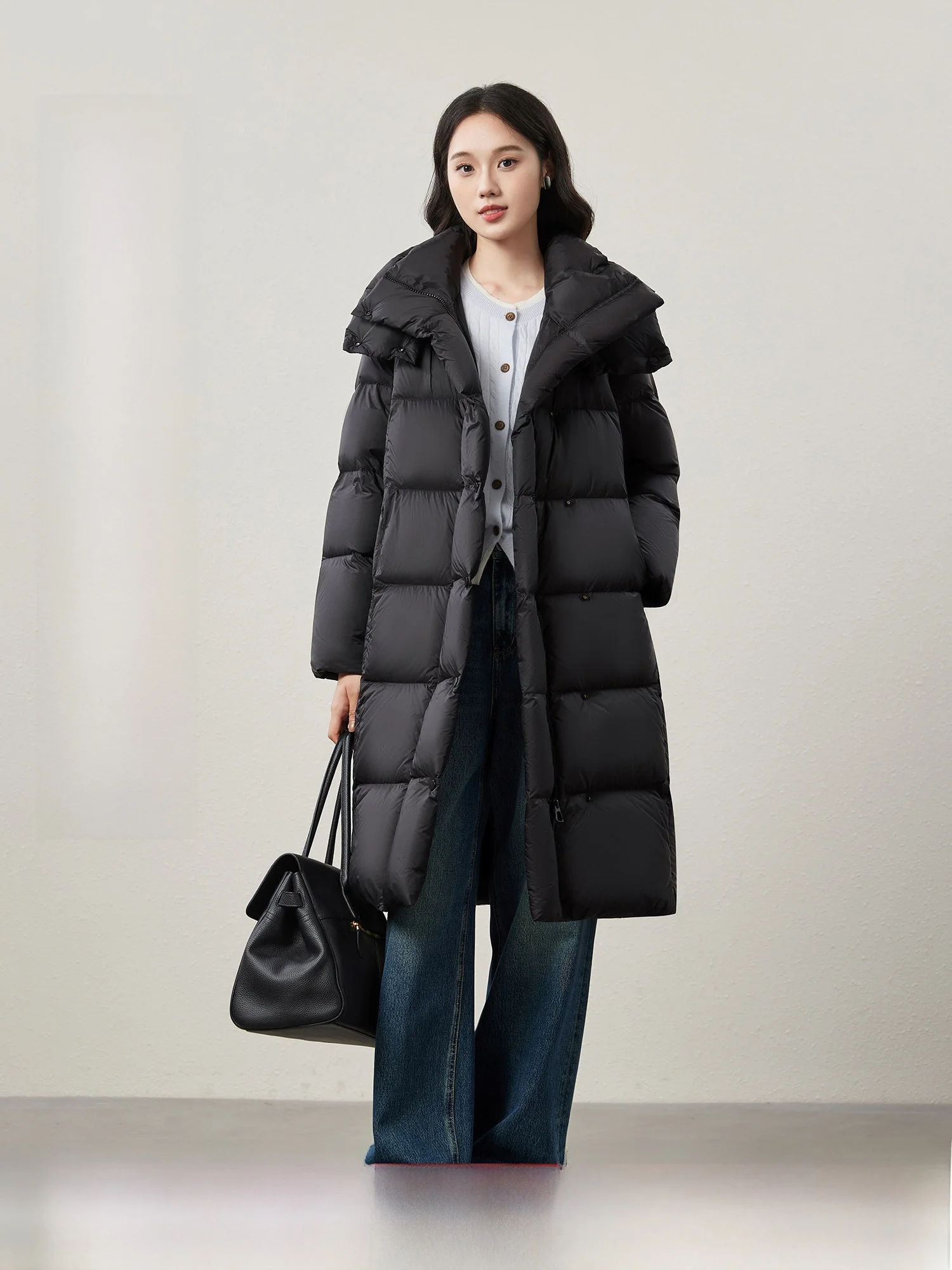 

Высококачественный легкий зимний пуховик Mijia с капюшоном и воротником-стойкой, однотонный, на молнии, из нейлона