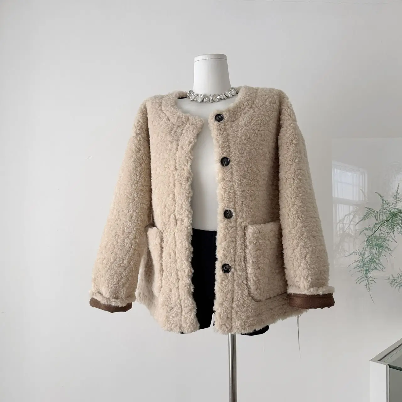 

Ifaion 2025 Winter Women's ort Loose Lazy Fur Jaet Warm Casual Top Chinese Sle Stand Edition No Hat for Middle-Age...