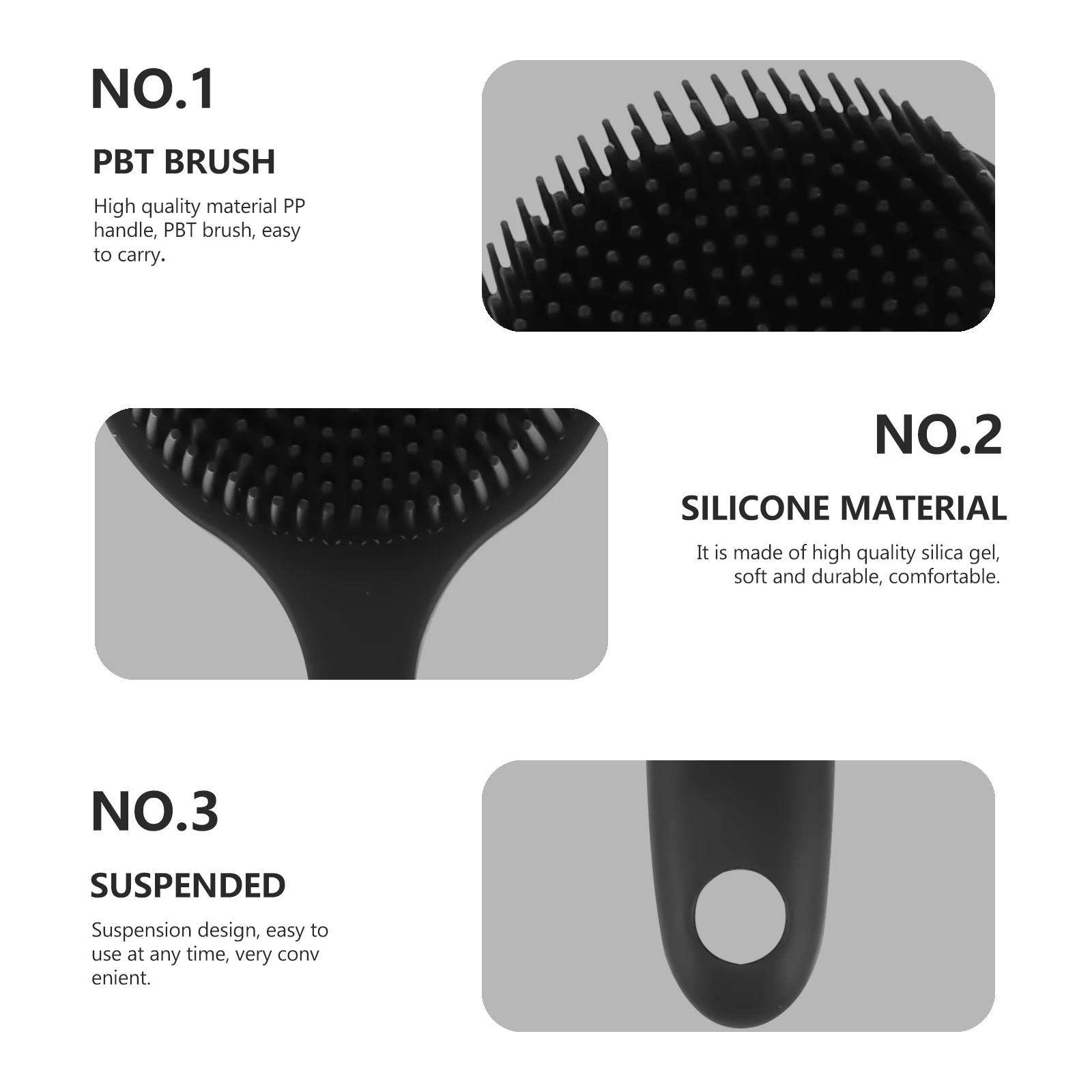 

Silicone Body Scrubber Long Handle 37cm Non-Slip Grip Shower Bath Brush Exfoliating Back Cleaning Scrubber Massage Brush