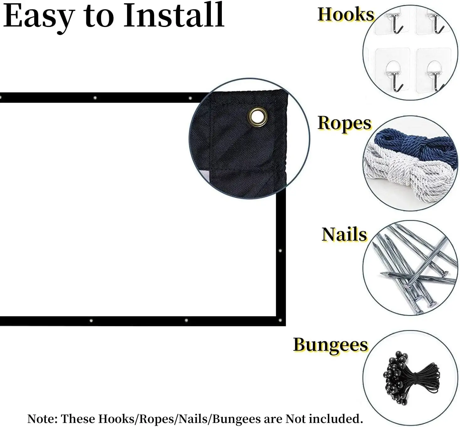 200インチポータブルプロジェクタースクリーン、16:9折りたたみ式HD屋外映画スクリーン、ホームシアター、キャンプ、パーティー用