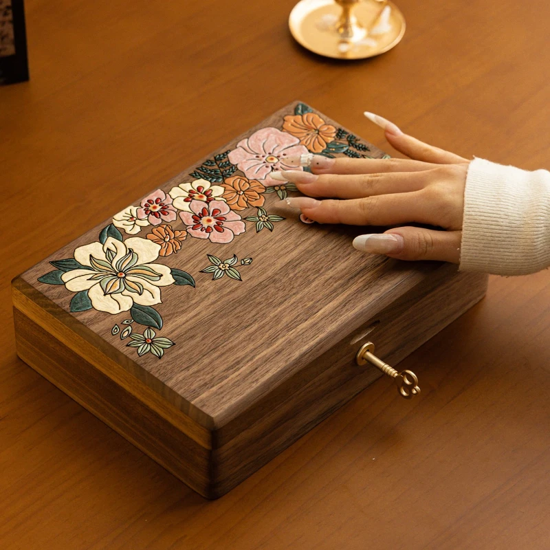 Walnut Wood Jewelry Box Women Necklace Earrings Organizer Boxes Jewellery Storage Display Case Luxury Wedding Birthday Gift Box