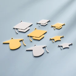 Teamer 5pcs Professor Student Mortarboard Charms for Necklaces Earrings DIY Graduation Season Pendant Jewelry Making Accessories