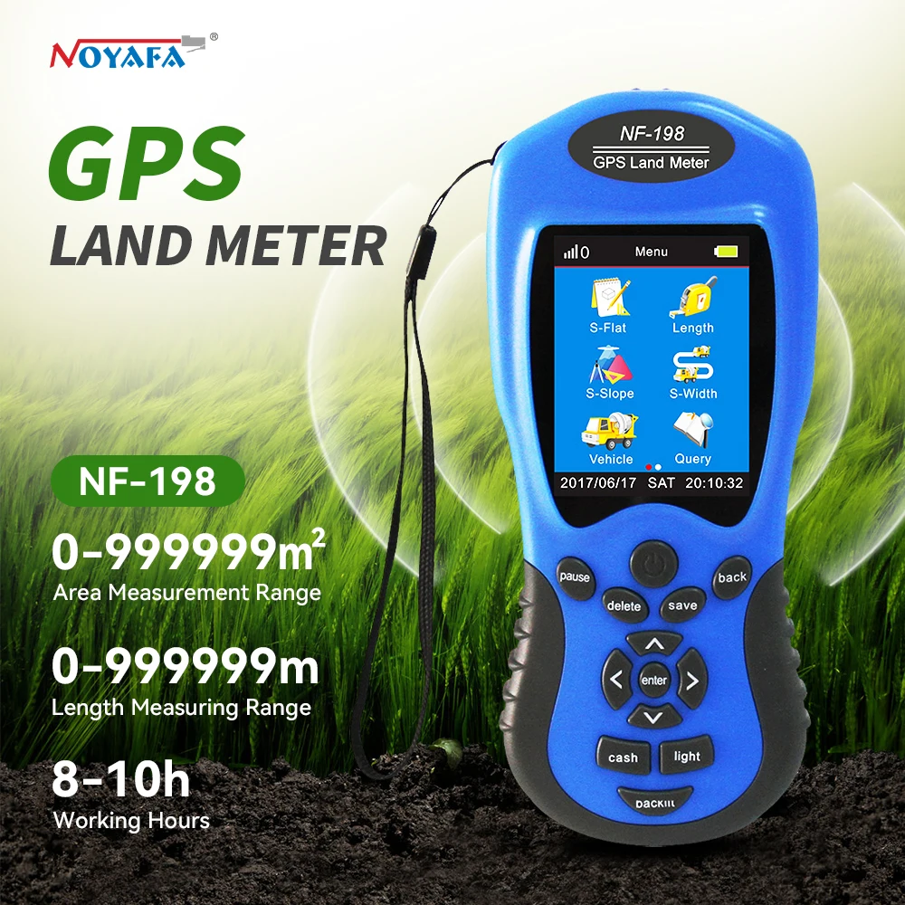 noyafa gps land meter com display lcd land survey equipment land mapping machine distancia area measurement tool nf198 01