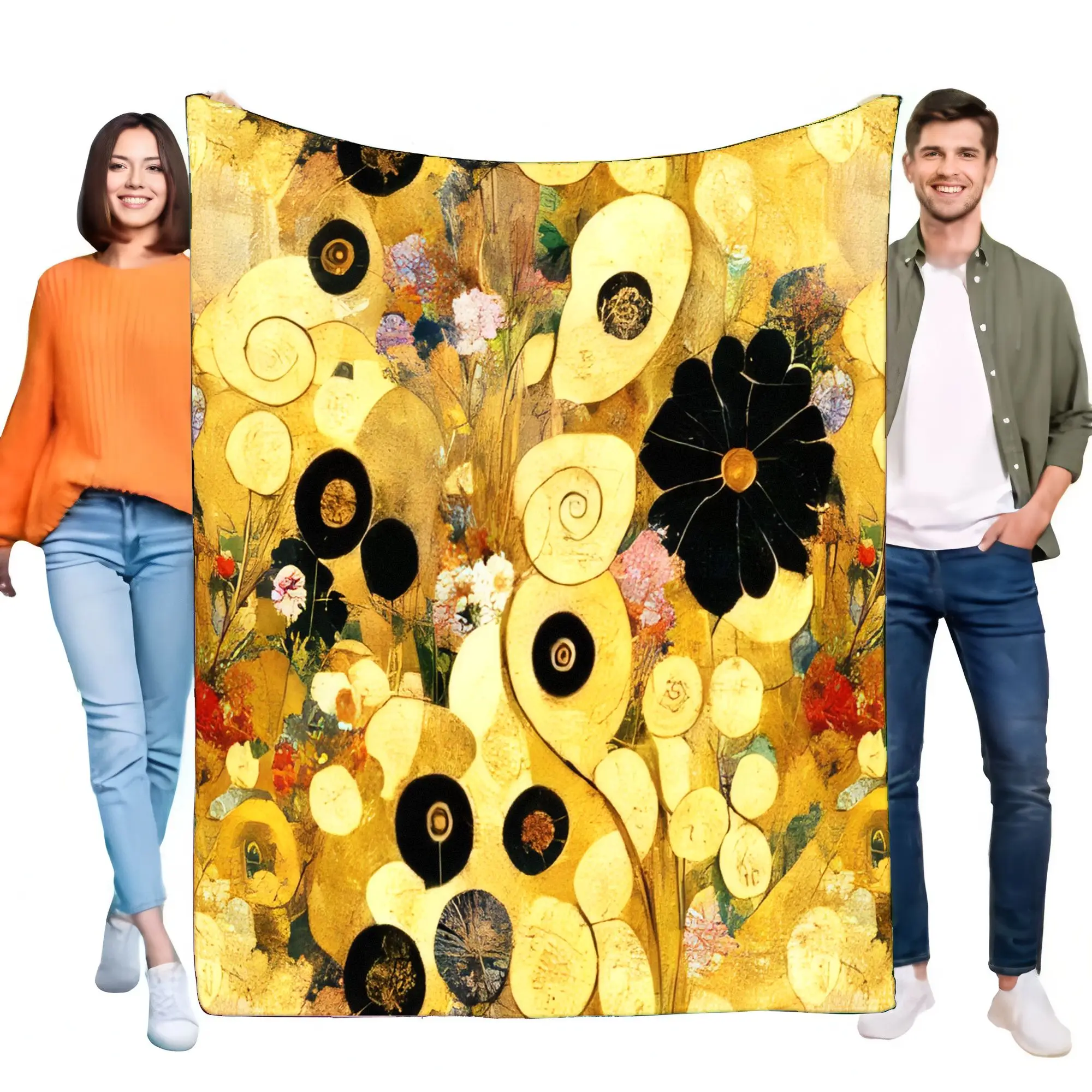 Abstract Floral Design Blanket Soft Cozy Lightweight Home Decor Gift for Friends and Family, Stylish Throw for Sofa Bed Beautifu