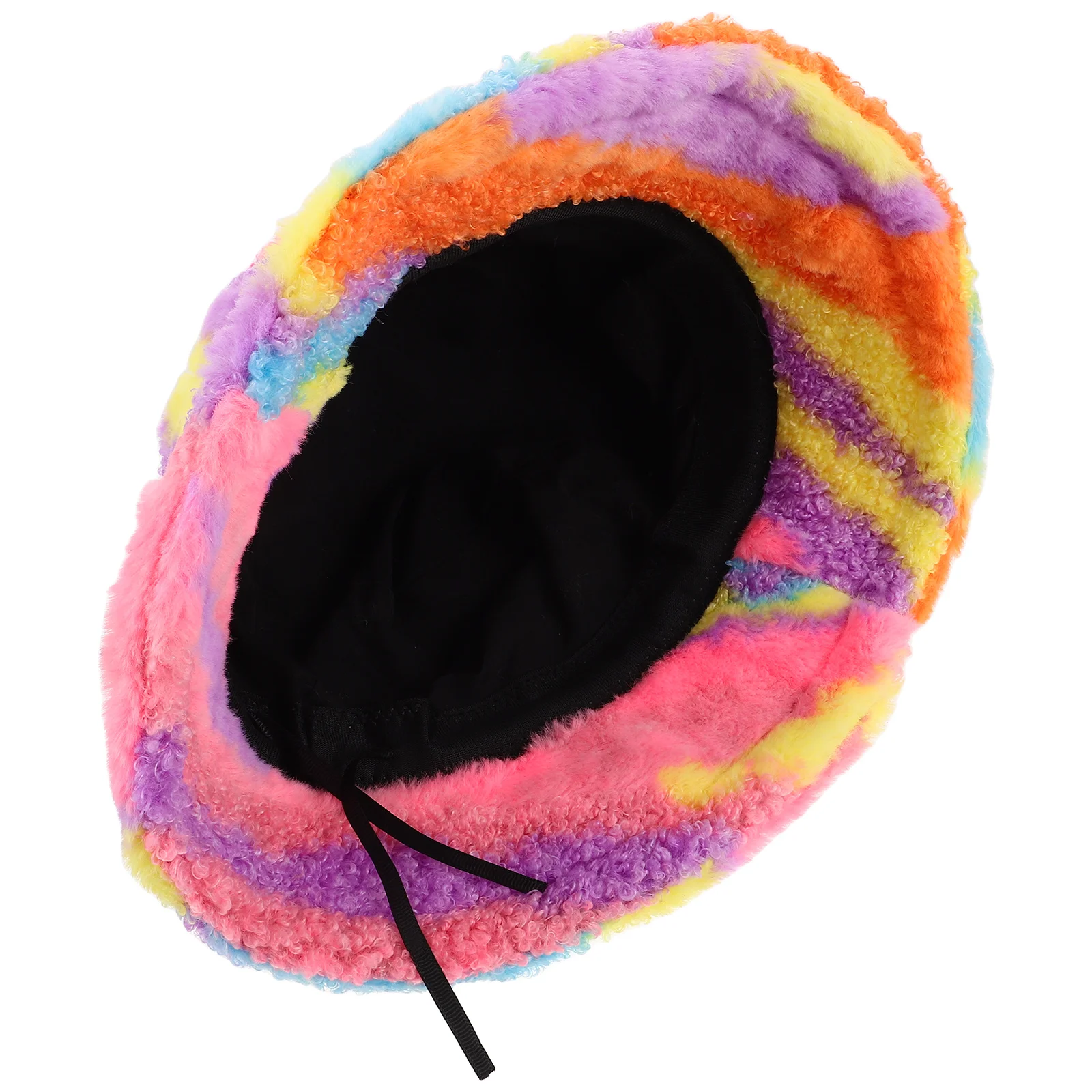 

Rainbow Black Bear Beige Women Man Warm Fuzzy Blue Fleece Visor Fisherman Holiday Christmas Style Retro Outdoor for Women
