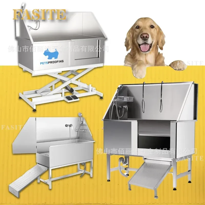 For Single Door Ramp Stainless Steel Bathtub Pet Dog Bath Suitable for Large and Medium Sized Dogs and Cats Easy Exit Design