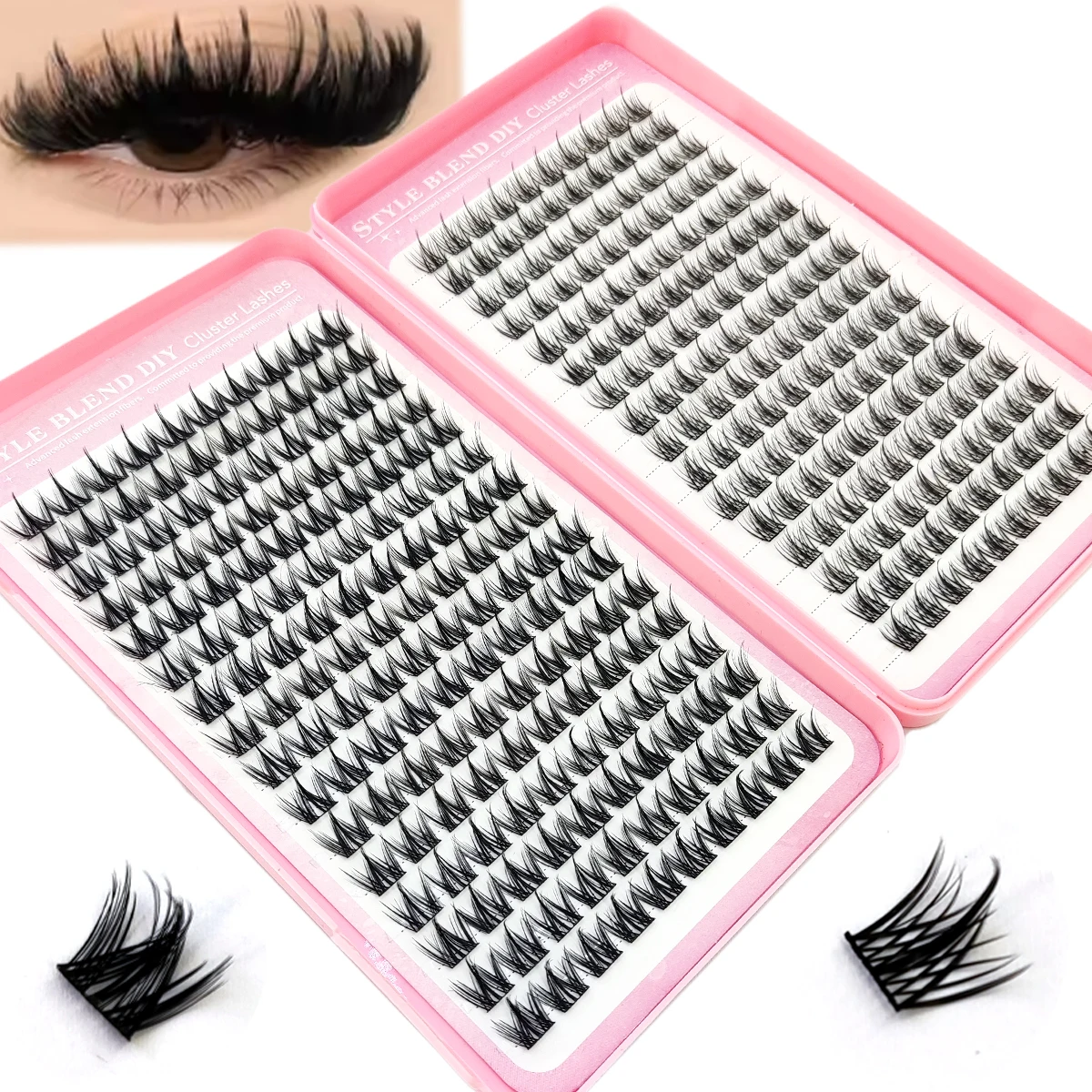 Scherpe wimperclusters, verspreide wimperclusters in komische stijl, verlengde unieke puntige clusters, anime enkele cluster elf eyela