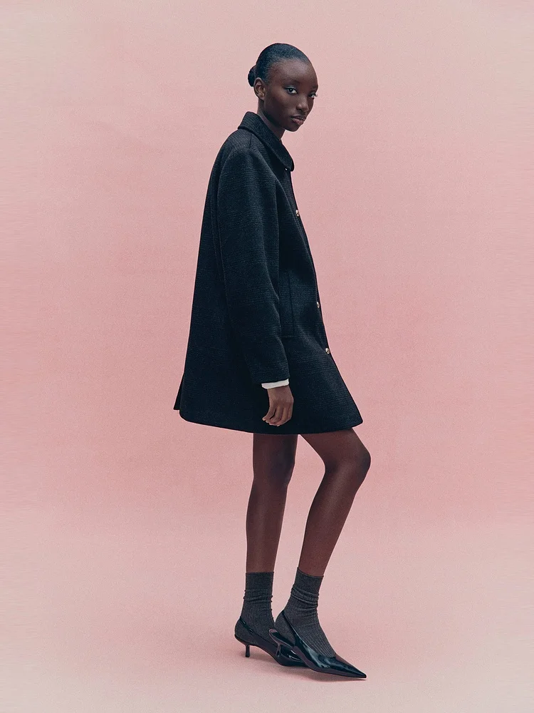 H&M Women's Winter Wool Blend Lightweight Coat 304533 Ele Faionable Ladies' Woolen Coat for Autumn Season