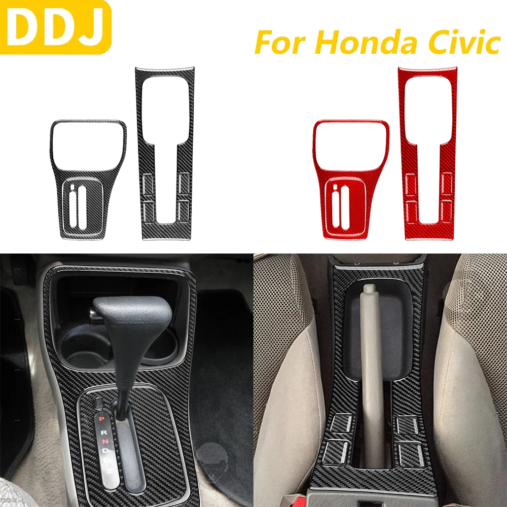 

For Honda Civic Coupe 1996-2000 Carbon Fiber Center Console Gear Shift Handbrake Storage Box Panel Set Car Accessories Sticker