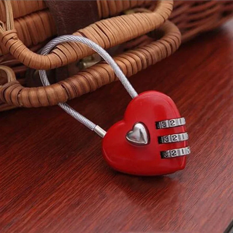 3 Digits Password Lock Security Small Suitcase Padlock Red Color Mini Padlocks Cute Resetable Combination Padlock Locking Tools