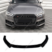Gloss Black Maxton Style Front Bumper Lip Spoiler Splitter Diffuser For Audi S3 A3 8V S-line 2017-2020 Facelift Bodykits Tuning