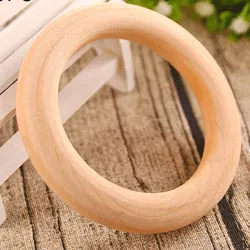 10pcs Unfinished Solid Wooden Rings 70mm Natural Wood Rings For Macrame Diy Crafts Ornaments Jewelry Making